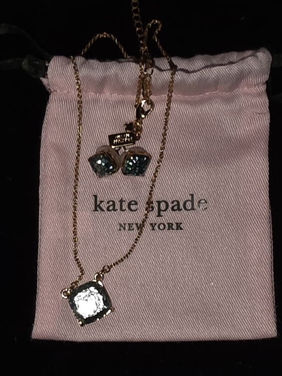 kate spade Jewelry - kate spade gold-tone necklace and teal Glitter pendant set